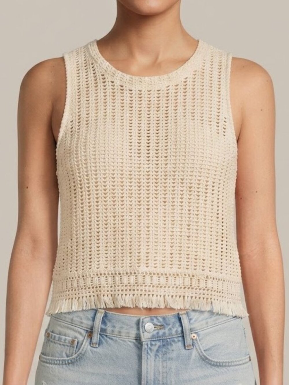 Cream Crochet Tank Top